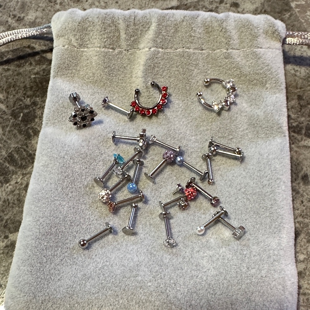 Assorted lip labret Piercing Jewelry Set bundle lot gem stainless steel